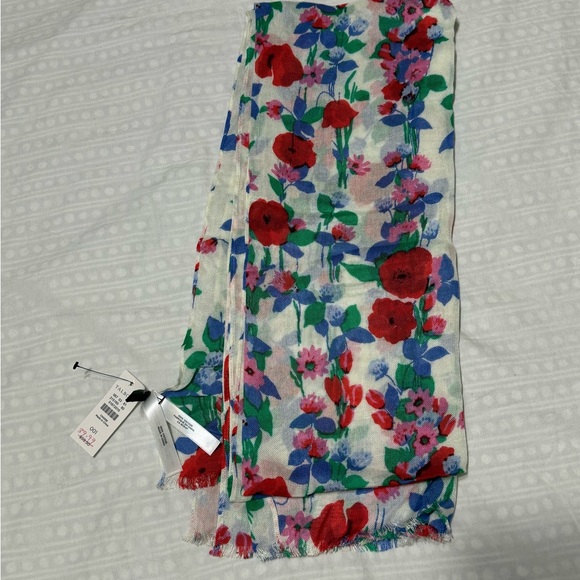 Talbots Floral Scarf - Red and Blue - Picture 2 of 2